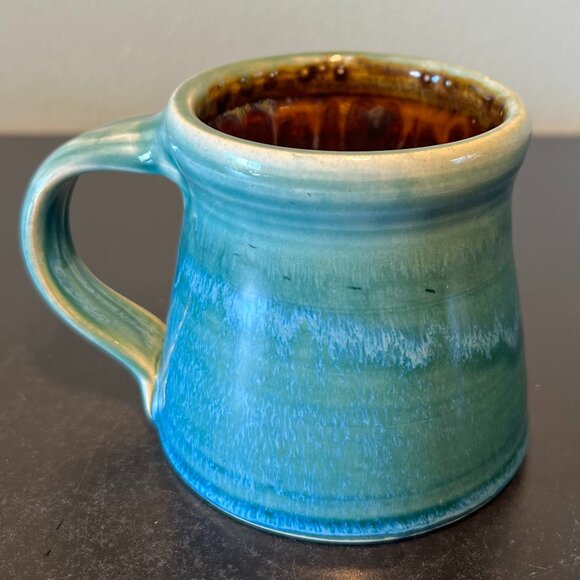 Handcrafted Hand Thrown Drip Glaze Pottery Mug Signed by Artist - Wells - Picture 4 of 10